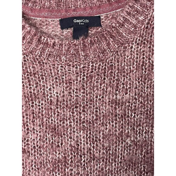 Gap Kids Sweater Girl 8 9 Pink Crop Long Sleeve Crewneck Wool Blend Stretch Knit - Picture 3 of 3